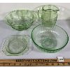 Image 2 : LOT OF 14 - GREEN & YELLOW DEPRESSION GLASS PIECES