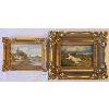Image 1 : LOT OF 2 - GILT FRAMED ACRYLIC ON BOARD - INCL "TERRIERS CHASING HARE"