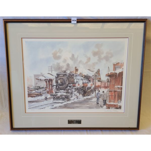 "WEST TORONTO STATION 1950" BY W.D. FOLKINS - SIGNED FRAMED PRINT