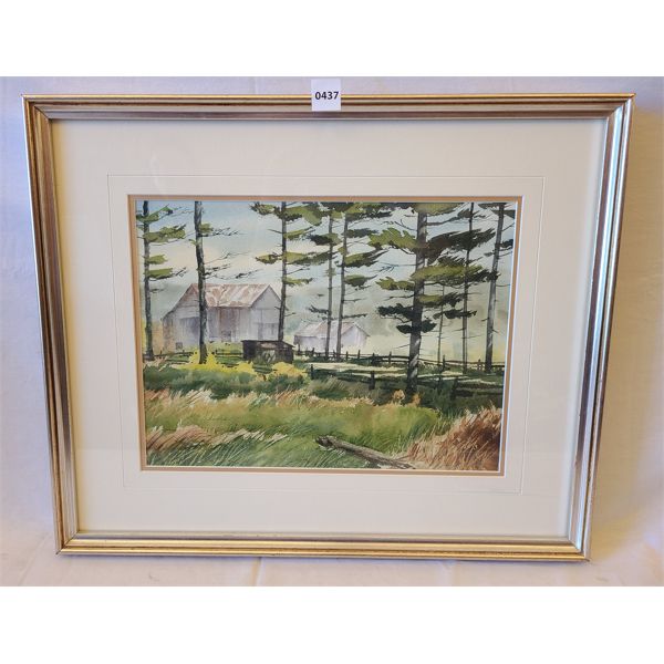 "SUMMER'S RESPITE" BY GRAHAM SCHOLES - FRAMED WATERCOLOR ON CANVAS