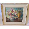 Image 1 : FRAMED ACRYLIC ON BOARD - FLOWER SCENE