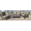 Image 1 : LOT OF 5 - CAST ALUMINUM OUTDOOR FURNITURE SET W/ CUSHIONS & TABLE