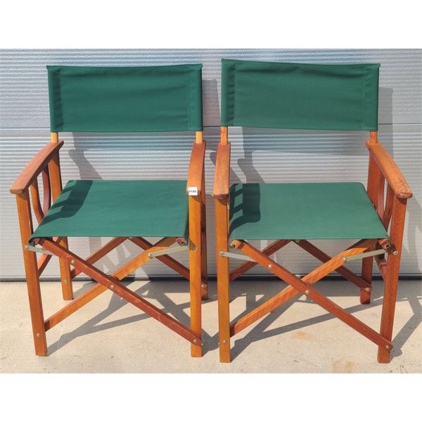 LOT OF 2 - WOOD FOLDING DIRECTORS CHAIRS