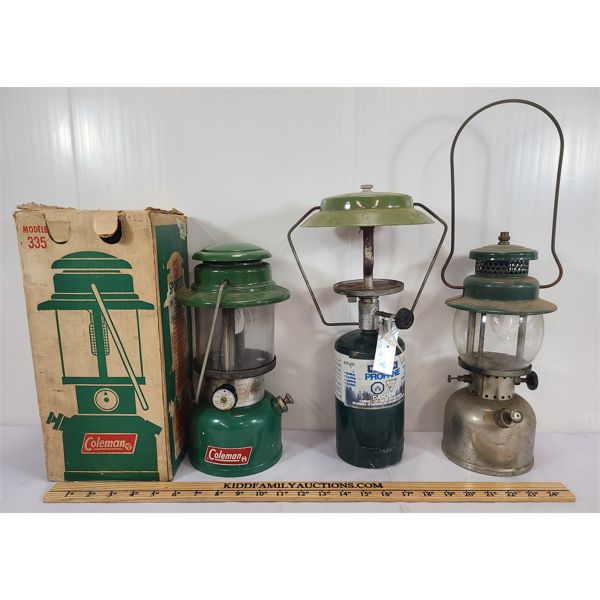 LOT OF 3 - COLEMAN & BERNZ O MATIC LANTERNS - INCL 1956