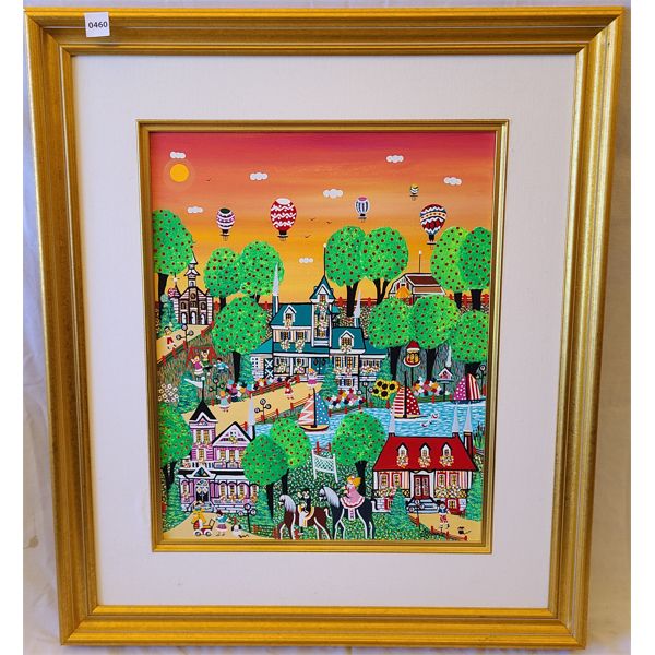 FRAMED ACRYLIC ON CANVAS - "L'ETE A CHEVAL" BY JACQUELINE RIVARD - INCL COA