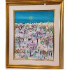 Image 1 : FRAMED ACRYLIC ON CANVAS - "MON VILLAGE POUS LA NEIGE" BY JACQUELINE RIVARD - INCL COA