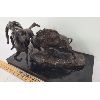 Image 4 : CM RUSSELL - BRONZE & MARBLE BUFFALO STATUE - SEE ALL PICS