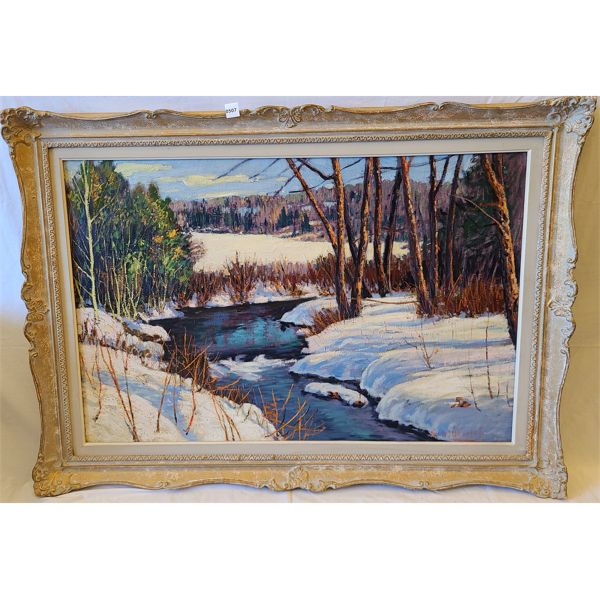 FRAMED ACRYLIC ON CANVAS - WYE RIVER BY W.H. WILLIS