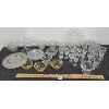 Image 1 : QTY OF CRYSTAL & GLASS DINING PIECES - INCL CANDY DISHES, LUNCH PLATES & CORDIAL GLASSES ETC