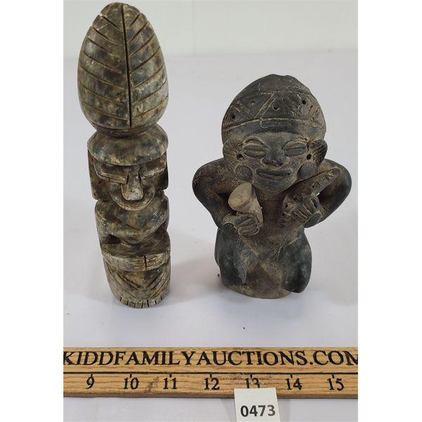 LOT OF 2 - STONE CARVED FIGURES