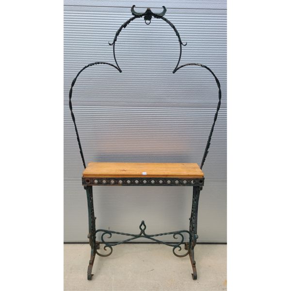 WROUGHT IRON FRONT ENTRY WAY STAND W/ HANGER