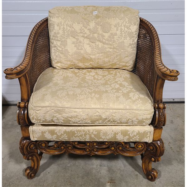 CANE BACK UPHOLSTERED OCCASIONAL CHAIR 