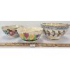 Image 1 : LOT OF 3 - HANDPAINTED EARTHEN WARE & PORT NEUF STYLE MIXING BOWLS 