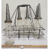 Image 1 : LOT OF 6 - GLASS QT OIL BOTTLES W/ SPOUTS & CARRIER - INCL CITIES SERVICE & ECO 