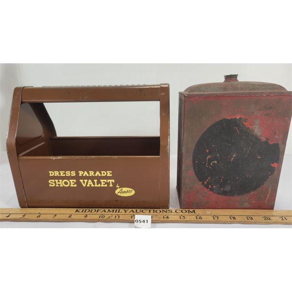 LOT OF 2 - AMSCO SHOE VALET & TIN DECANTER 