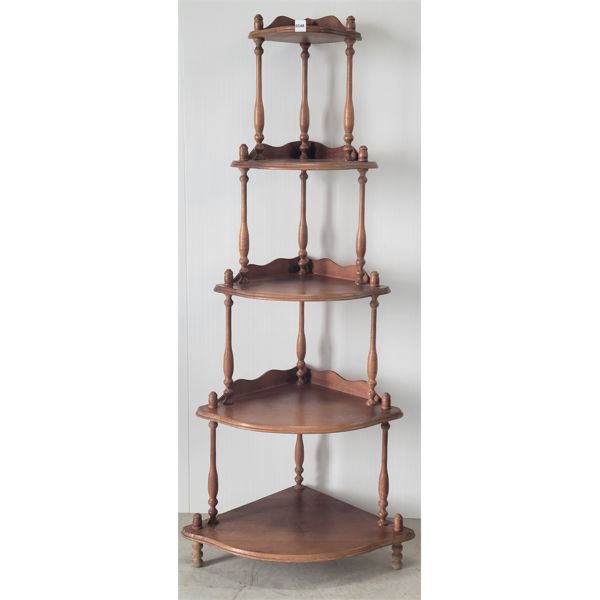 5 - TIER OAK WHAT-NOT SHELF 