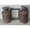 Image 1 : LOT OF 3 - MILK CANS & CAST GRATE 
