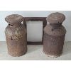 Image 4 : LOT OF 3 - MILK CANS & CAST GRATE 