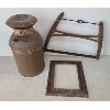 Image 4 : LOT OF 3 - MILK CAN - BUCKSAW - CAST GRATE 
