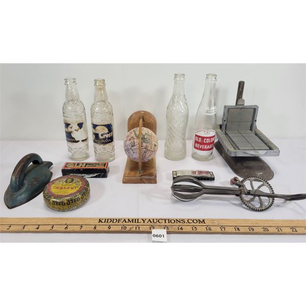 JOB LOT - POP BOTTLES, HORNER HARMONICA, CHEESE CUTTER ETC.