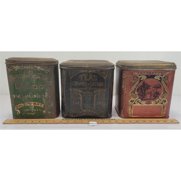 LOT OF 3 - TEA TINS - INCL BISON BRAND