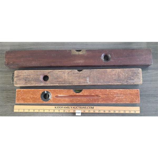 LOT OF 3 - VINTAGE WOODEN LEVELS 