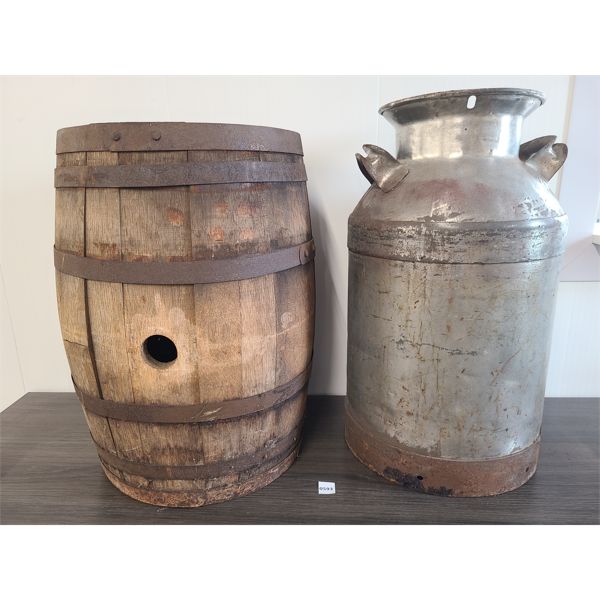 LOT OF 2 - MILK CAN & BANDED BARREL 
