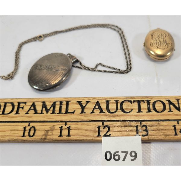 LOT OF 2 - ANTIQUE LOCKETS - ONE MARKED STERLING