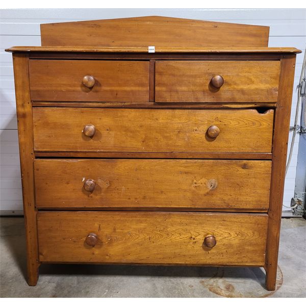 FIVE DRAWER OAK (?) DRESSER