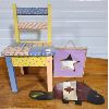 Image 1 : LOT OF 3 - PAINTED CHILDS CHAIR, BEAVER AND STAR DECOR