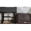 Image 3 : LOT OF 3 - SADDLE BAR STOOLS AND STORAGE FOOT STOOL