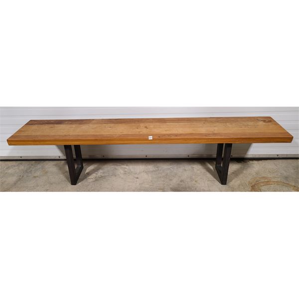 WOODEN BENCH W/ METAL LEGS