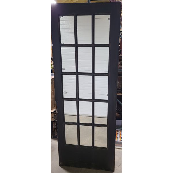 15 PANEL WOOD DOOR WITH MIRRORED PANES