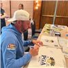 Image 2 : Michael Block Autographed 2023 Embroidered PGA Oak Hill Pin Flag Frozen Pond COA