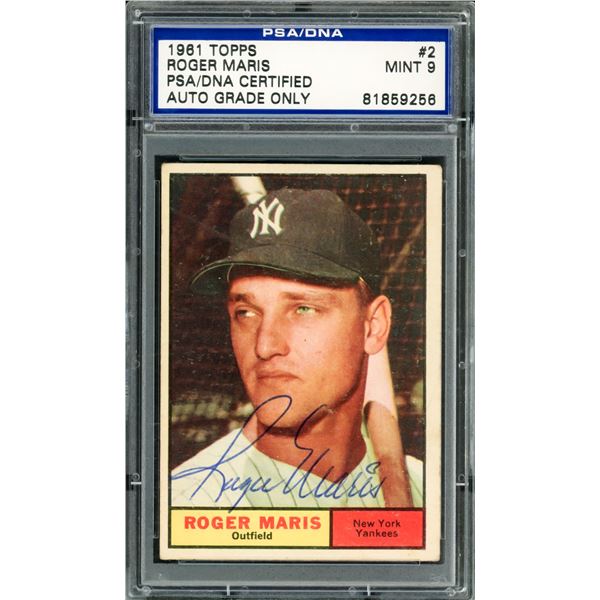 SIGNED 1961 TOPPS ROGER MARIS NO. 2 (PSA 9)