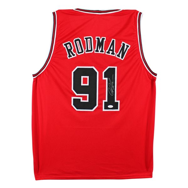 DENNIS RODMAN SIGNED CHICAGO BULLS BASKETBALL JERSEY (BECKETT COA)