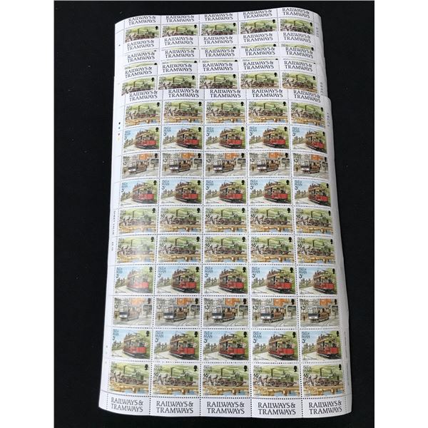 LOT OF CANADIAN STAMPS IN SHEETS RAILWAYS AND TRAMWAYS