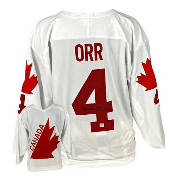 BOBBY ORR SIGNED 1976 TEAM CANADA REPLICA JERSEY (FRAMEWORTH COA)