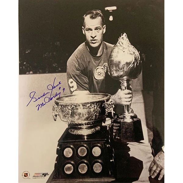 GORDIE HOWE SIGNED HART TROPHY 11 X 14 (FROZEN POND COA)