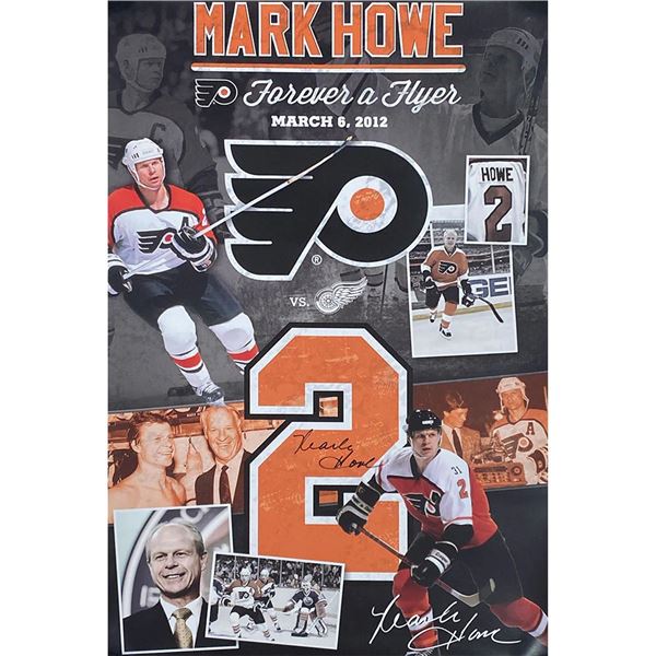 MARK HOWE SIGNED FOREVER A FLYER BANNER (FROZEN POND COA)