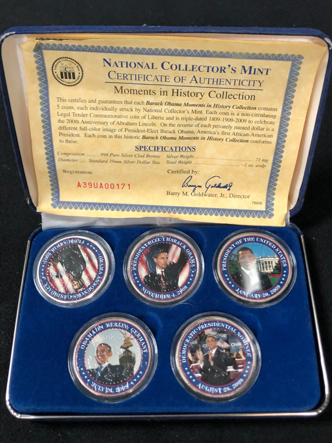 NATIONAL COLLECTORS MINT MOMENTS IN HISTORY COLLECTION BARACK OBAMA