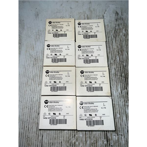 (8) New? Allen-Bradley #1492-SP1C010 Miniature Circuit Breakers (2 Per Box)