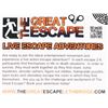 Image 2 : THE GREAT ESCAPE HAS DONATED A $50 GIFT CERTIFICAT