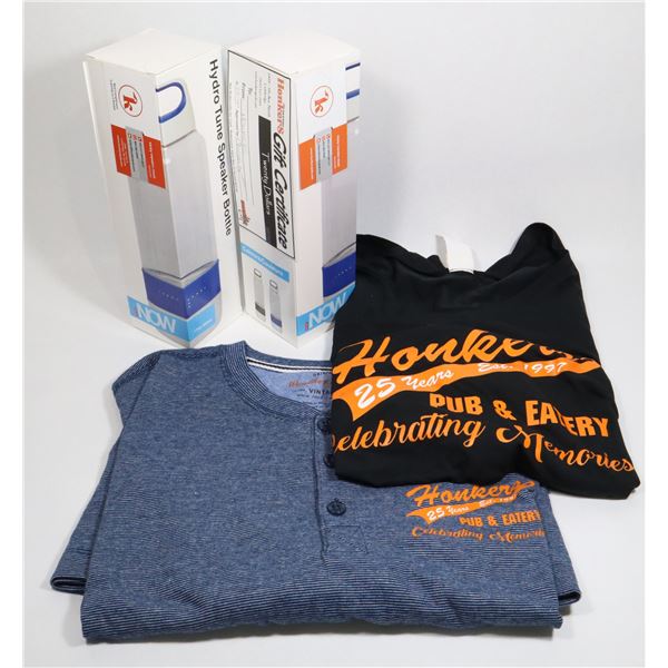 HONKERS PUB & EATERY DONATED SHIRTS, BOTTLES, CERT