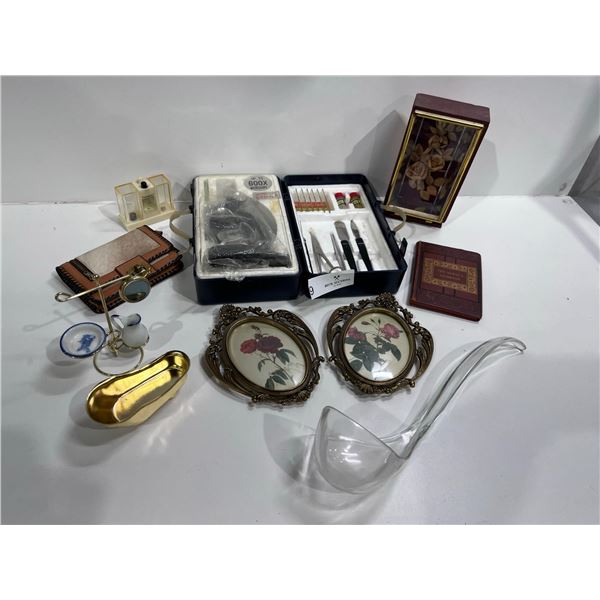 Antique Microscopes With Various Items