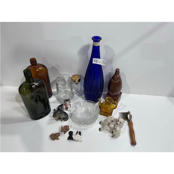 Blue Glass vase With various glassware