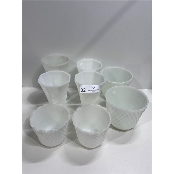 White Glass Pots