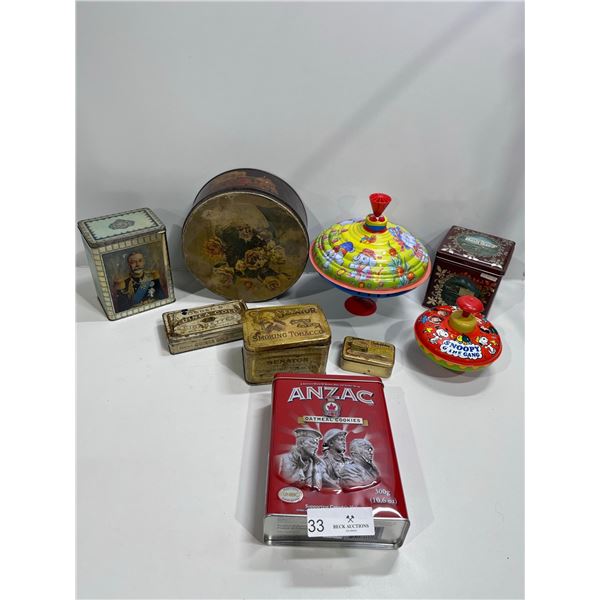 Antique Tin Boxs With Classic Toys
