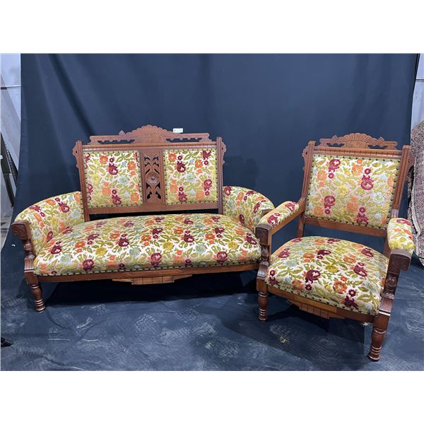 Antique loveseat & chair