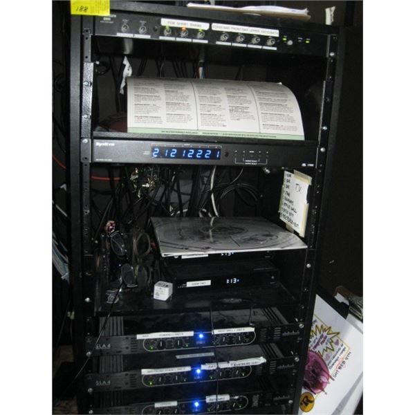 ELECTRONIC CONTROL RACK WITH COMPONENTS (WYRESTORM, ART, ALLEN & HEATH)